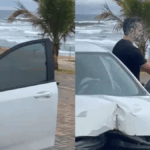foto que retrata condutor de veículo após atropelamento