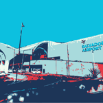 representação estilizada e ilustrativa da fachada do aeroporto de Salvador