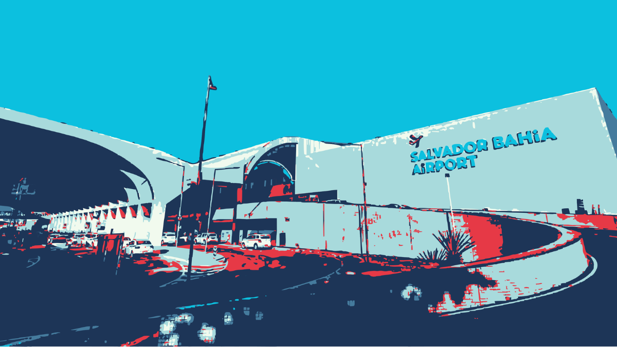representação estilizada e ilustrativa da fachada do aeroporto de Salvador
